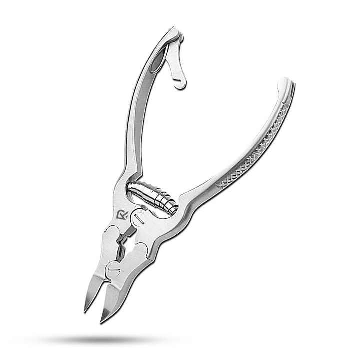 RKA 15.5 cm Cleste de unghii pentru picioare, taietor de unghii, Cleste pedichiura pentru unghii incarnate si unghii groase, arc tip barrel si blocare de siguranta pentru copii inox profesional