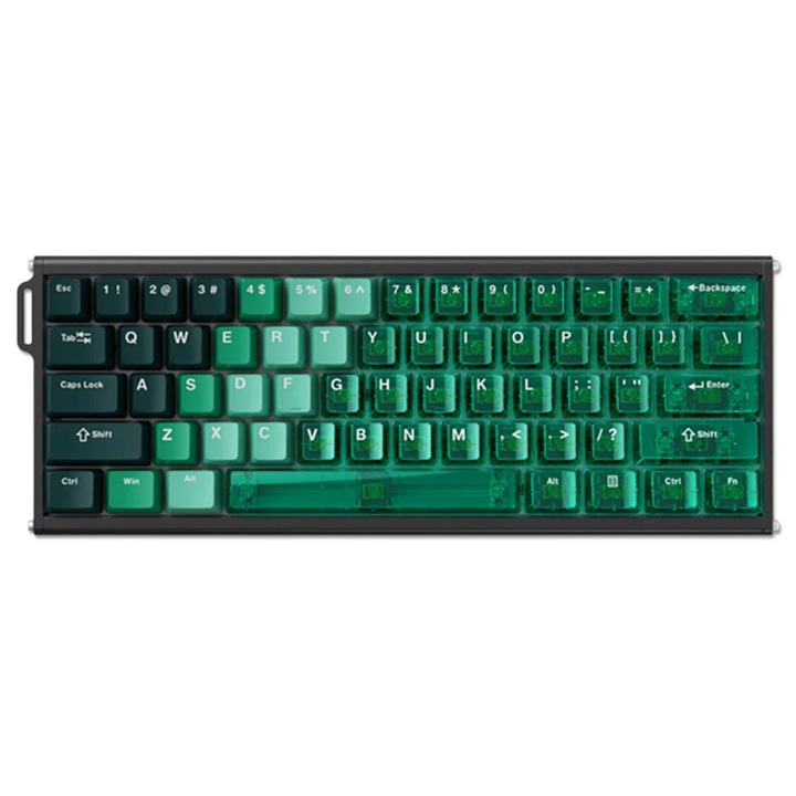 Геймърска клавиатура AJAZZ ALUX60 Hall Effect, алуминиев корпус, PBT+прозрачни клавиши, Rapid Trigger, регулируемо задействане до 0.1 мм, Snap Tap, 8K Polling Rate, Strap, зелена, суичове Soldier King