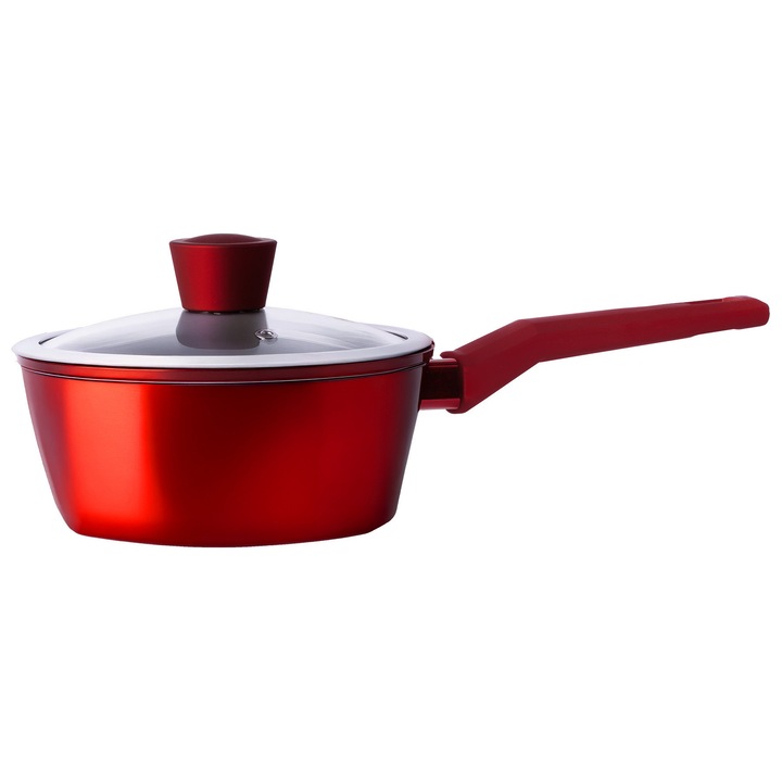Алуминиева касерола Brio Red Passion, Ø18x8см с незалепващо покритие и капак, ≈1.7л, индукция