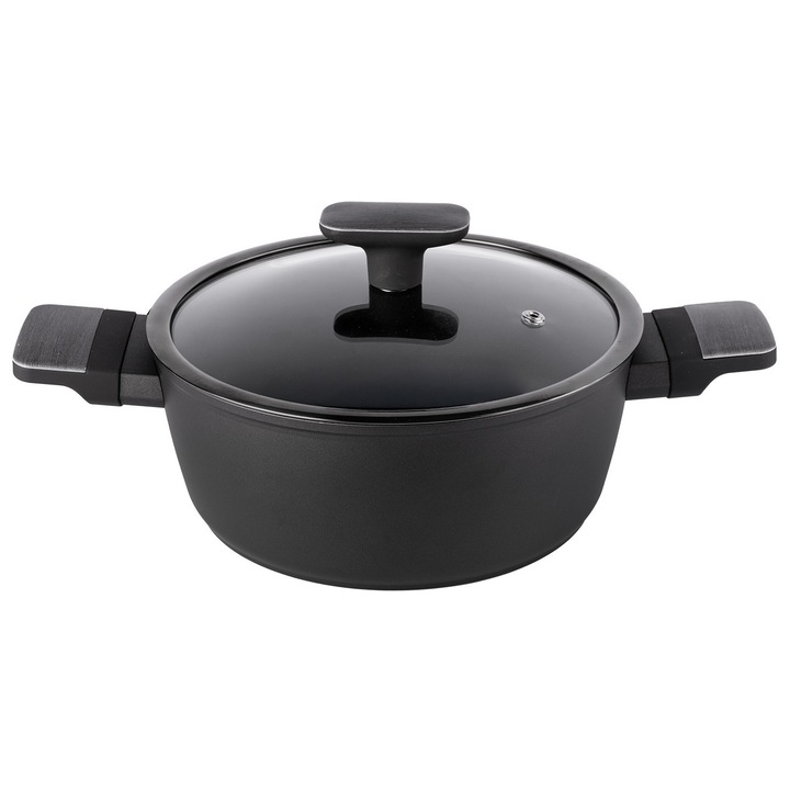 Алуминиева тенджера Brio Signature, Ø22х9см, с незалепващо покритие и капак, ≈3л, индукция