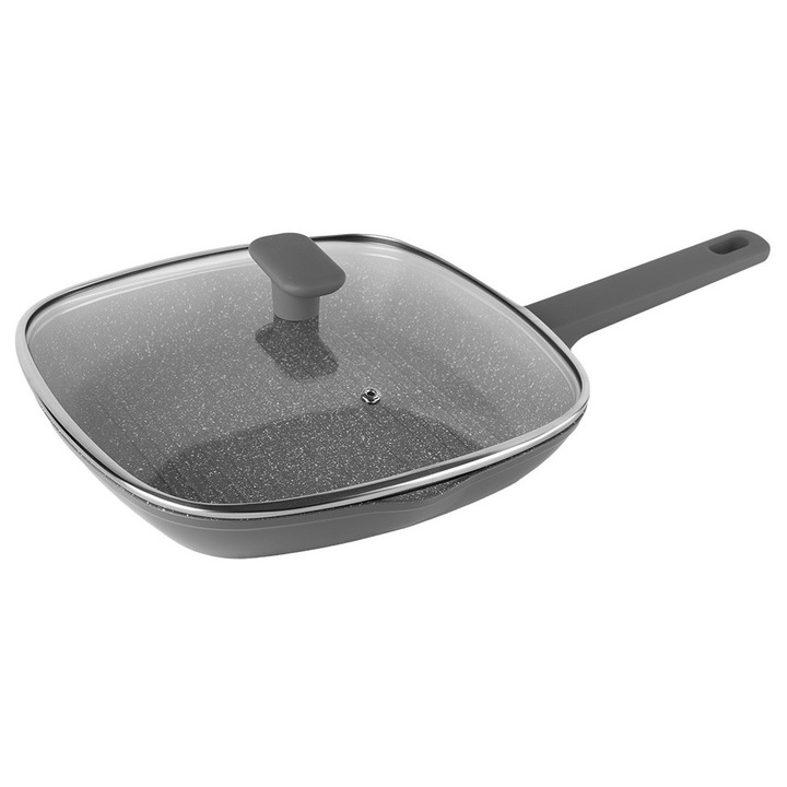 Алуминиев грил тиган Brio Terra, 28х28см, с незалепващо покритие и капак, индукция