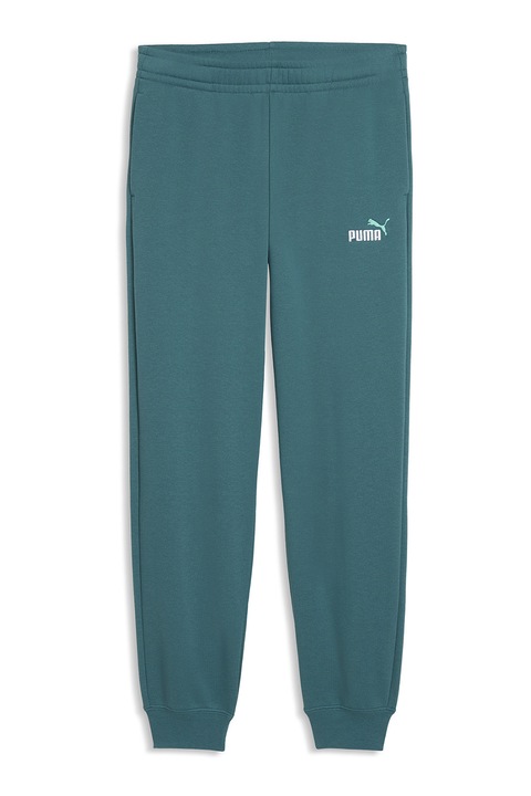 Puma, Pantaloni de trening cu talie elastica si logo brodat, Verde persan