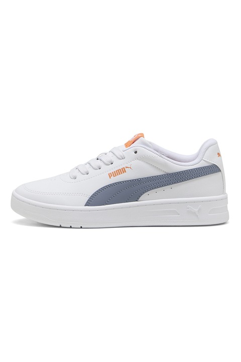 Puma, Pantofi sport Court Classic Clean Jr cu sireturi, Alb optic/Gri inchis