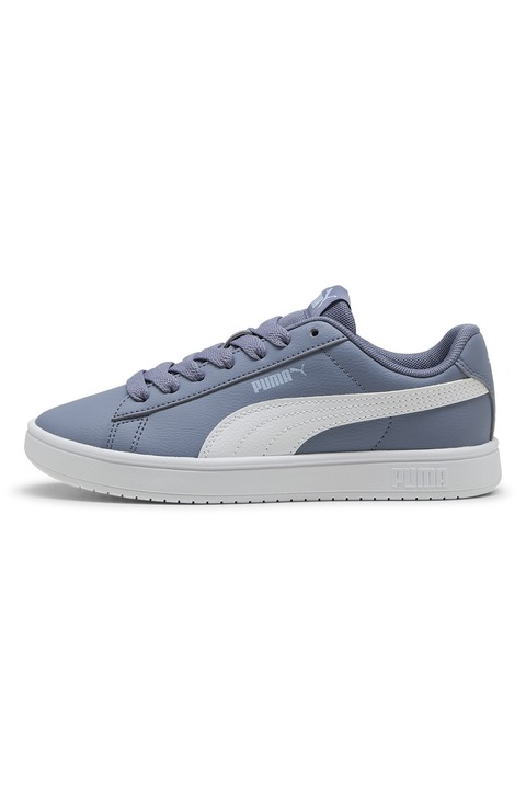 Puma, Pantofi sport Rickie Classic de piele ecologica si material textil, Alb/Albastru prafuit