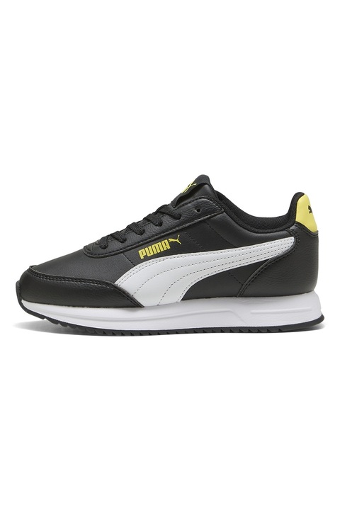 Puma, Pantofi sport Lightwind de piele ecologica, Alb/Negru/Galben