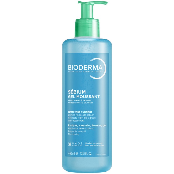 Измиващ гел с помпа Bioderma Sebium, 400 мл