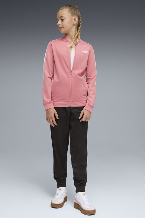 Puma, Trening cu fermoar si logo, Maro inchis/Roz