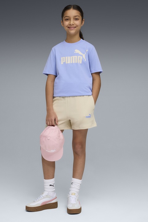 Puma, Set de tricou de bumbac si pantaloni scurti - 2 piese, Albastru lavanda/Bej deschis