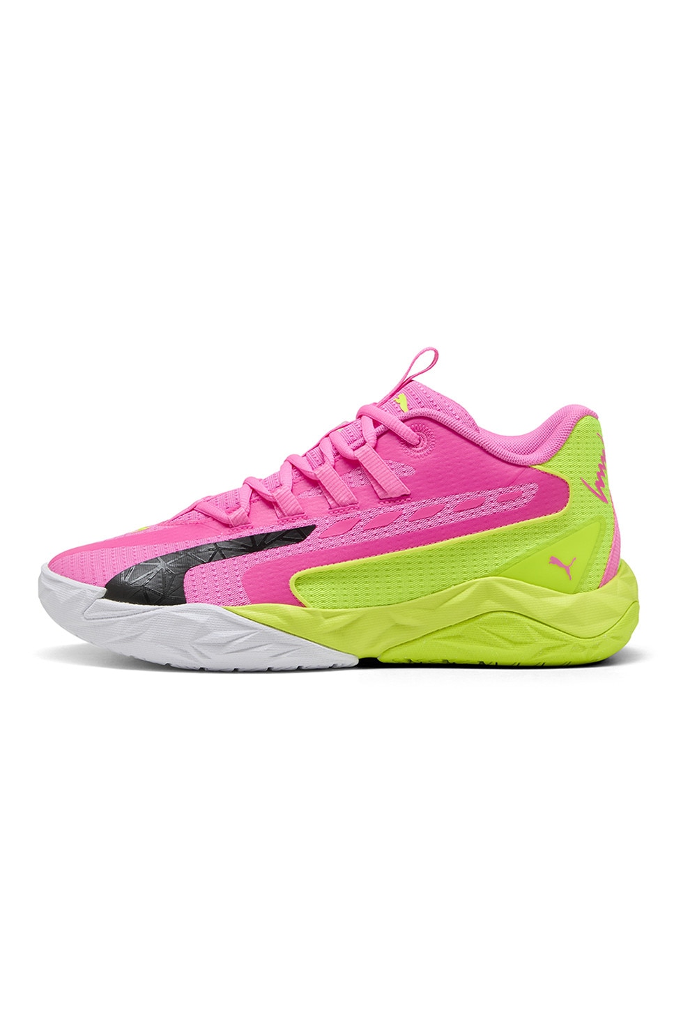 Puma, Pantofi Dagger 2 mid-high cu design colorblock pentru baschet, Turcoaz, Roz deschis, Verde lime, 6