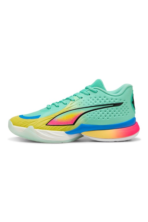 Puma, Pantofi unisex pentru baschet Stewie 5 Turbo, Galben/Albastru/Verde menta