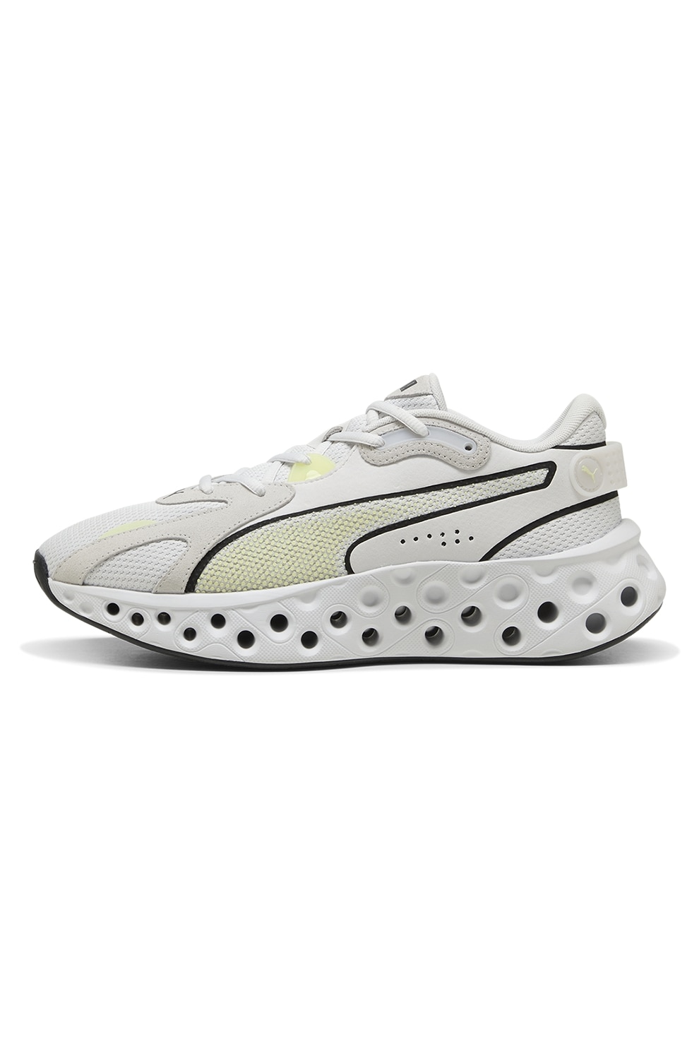 Puma, Pantofi Softride Frequence cu talpa masiva pentru alergare, Negru, Bej deschis, Verde fistic, 7