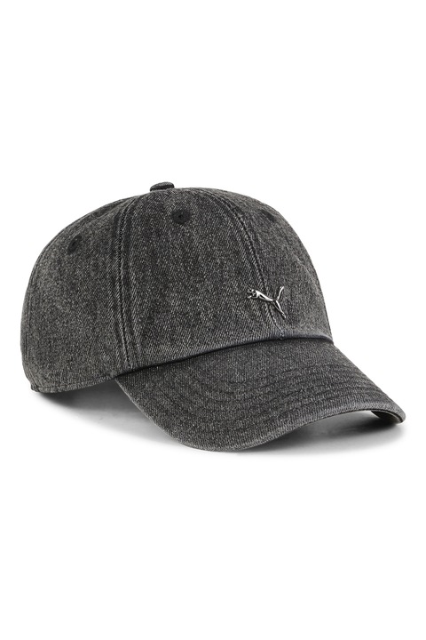 Puma, Sapca din denim cu logo Essentials, Gri inchis melange