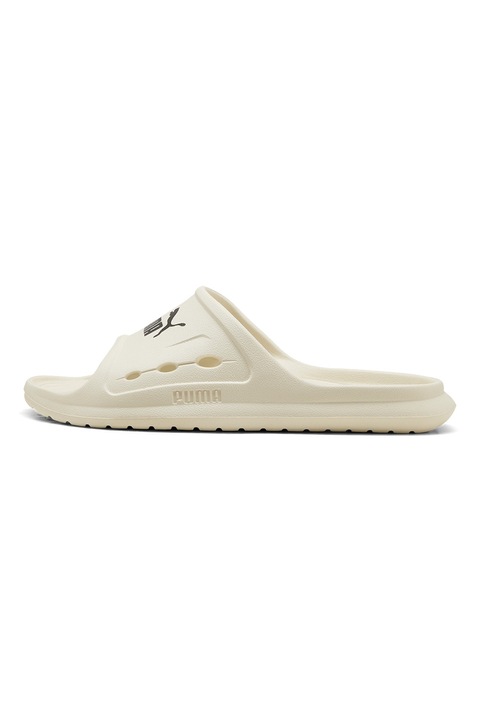 Puma, Papuci cu imprimeu logo Divecat Dry, Negru/Crem, 35.5