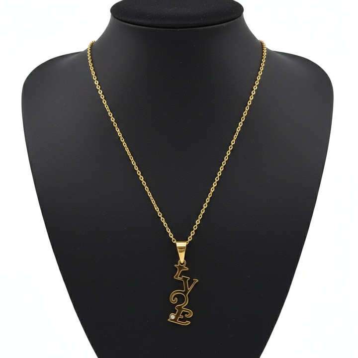 Колие love, Неръждаема стомана, златист