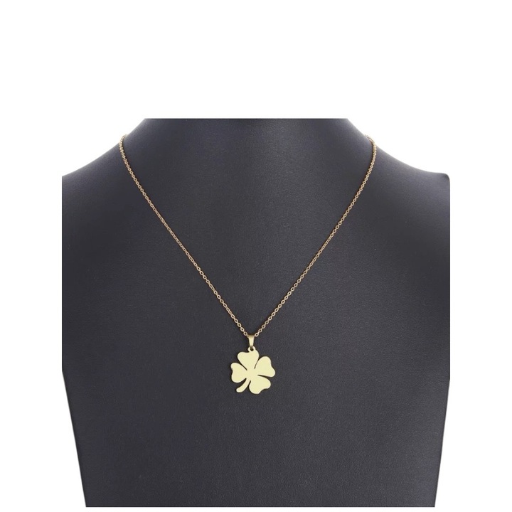 Колие детелина, Неръждаема стомана, златист