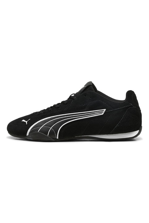 Puma, Pantofi sport Catch de piele si piele intoarsa, Negru/Alb optic