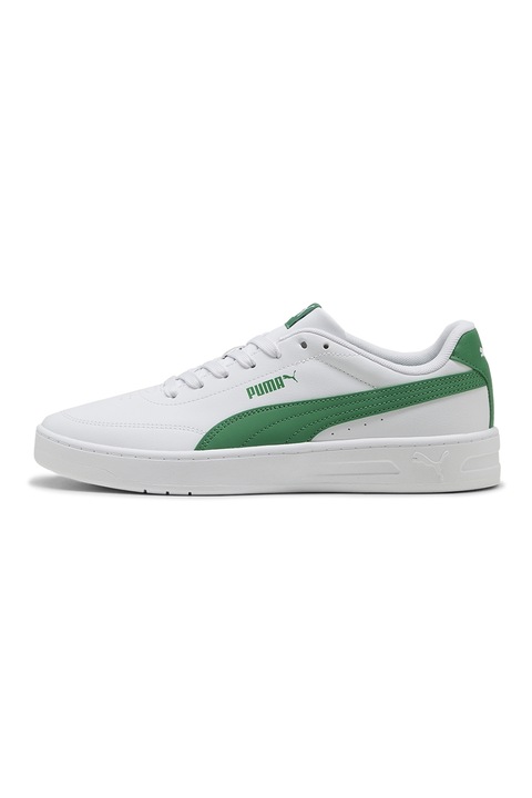 Puma, Спортни обувки от еко кожа Court Classic Clean с омекотени стелки, Бял/Зелен