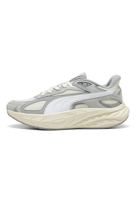 Puma, Pantofi sport Hypnotic LS cu sireturi, Gri deschis/Bej deschis