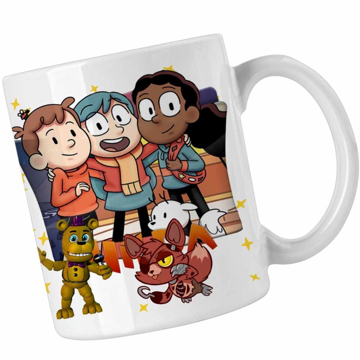 Cana ceramica Hilda Dream Team Prieteni Frida David, alba, 330ml