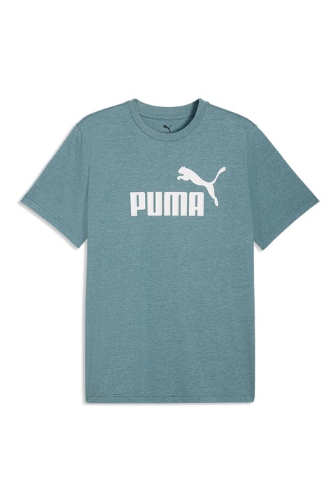 Puma, Тениска с овално деколте и лого, Зелен/Бял