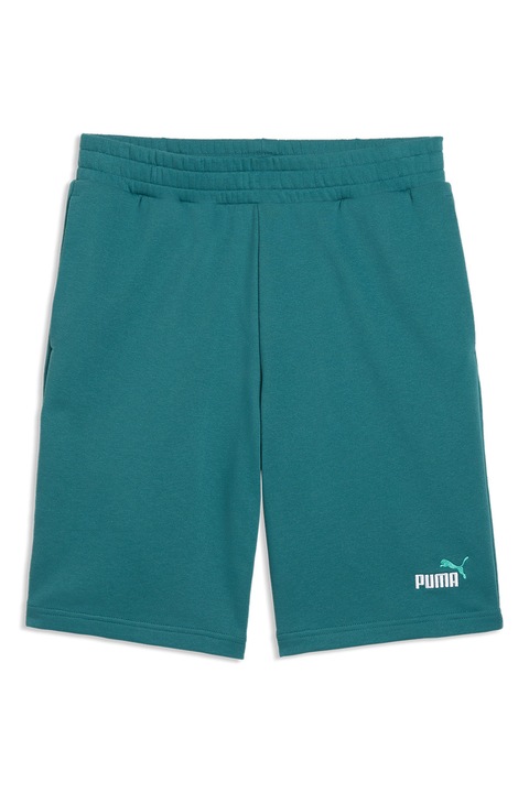 Puma, Bermude sport cu talie elastica Essentials 2, Alb/Albastru petrol