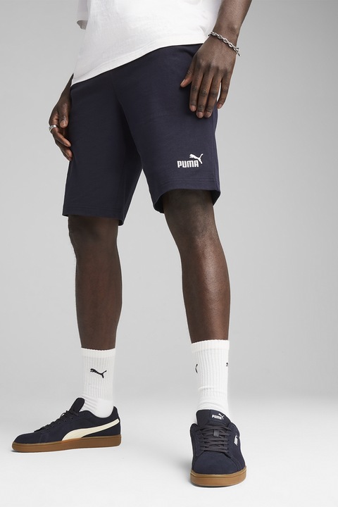 Puma, Pantaloni scurti din bumbac cu logo Essential No.1, Negru