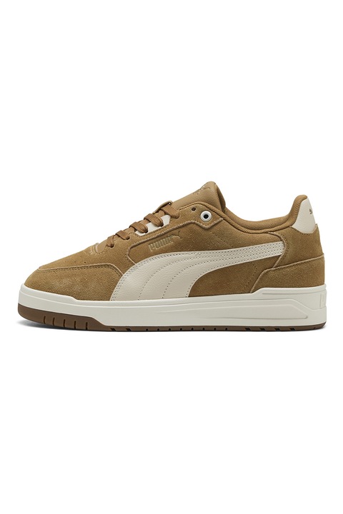 Puma, Pantofi sport Shuffle Downtown de piele intoarsa, Caramel/Crem