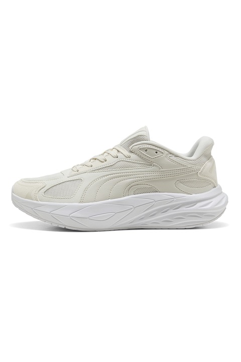 Puma, Pantofi sport Hypnotic LS cu sireturi, Alb optic/Bej deschis