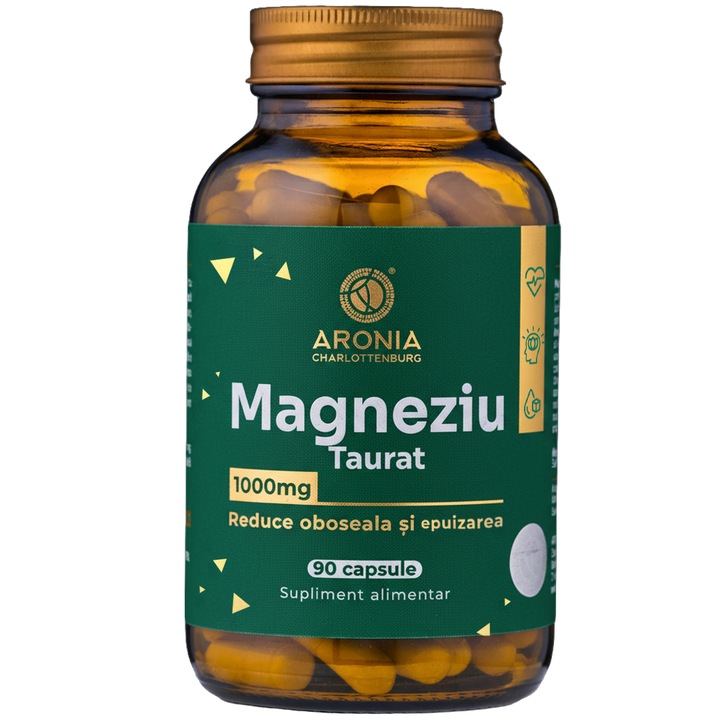 Magneziu Taurat la 1000 mg — 90 capsule pentru epuizare fizica si mentala, inima si echilibru interior