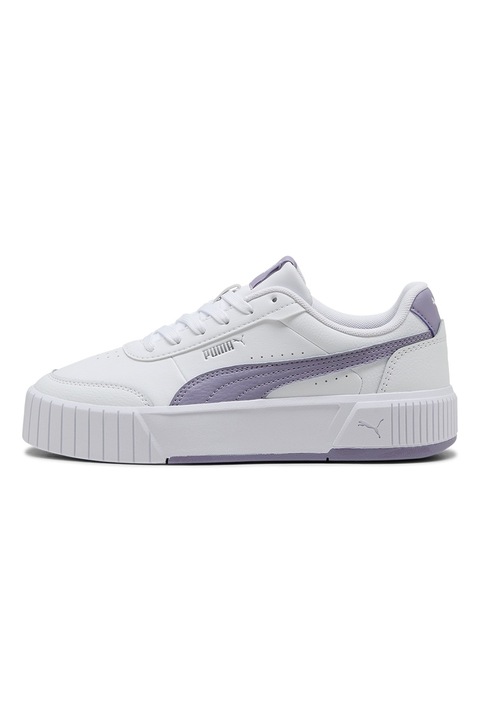 Puma, Pantofi sport Carina Mia flatform din piele si piele ecologica, Alb/Violet deschis