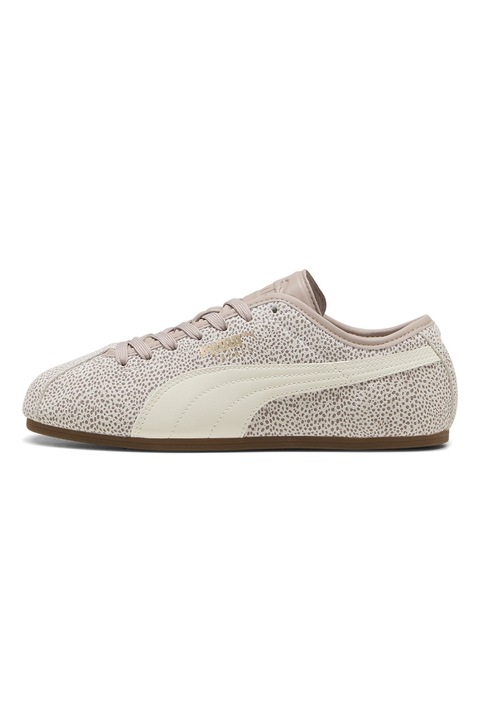 Puma, Pantofi sport Tackle Topcat cu model, de piele intoarsa, Maro deschis/Bej deschis