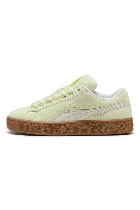 Puma, Pantofi sport Suede XL de piele intoarsa cu sireturi in degrade, Alb/Galben pal