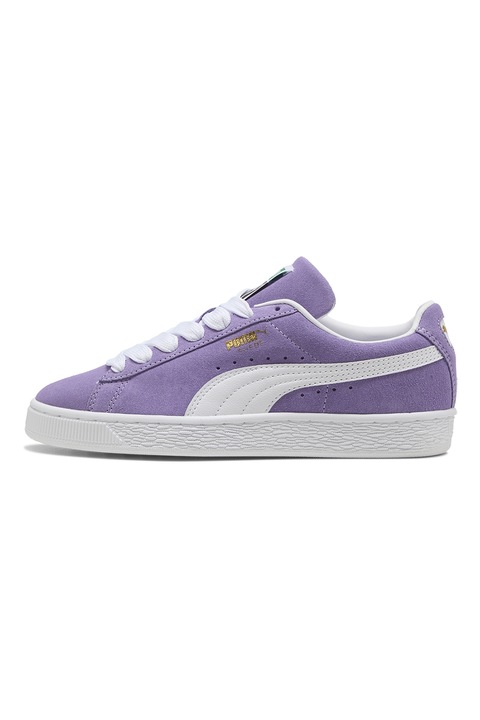 Puma, Pantofi sport Classic de piele intoarsa cu garnituri de piele ecologica, Alb/Lila