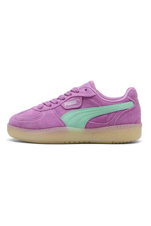 Puma, Pantofi sport Palermo Moda Xtra Gum low-cut, Roz orhidee/Verde menta