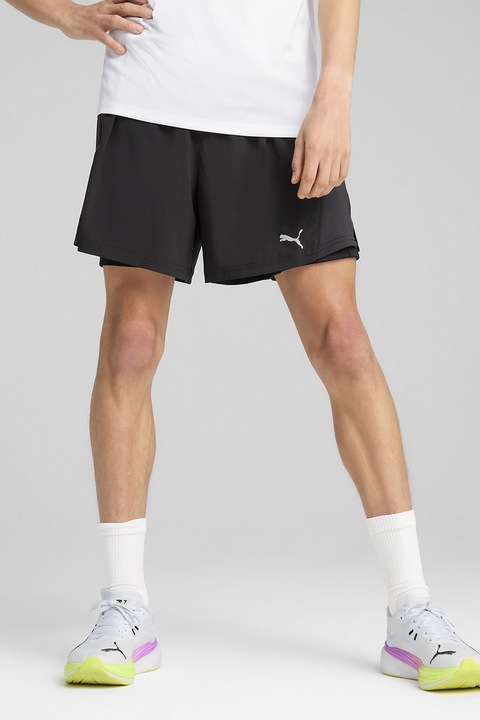 Puma, Velocity 2-in-1 dizájnú futórövidnadrág zsebekkel, Fekete