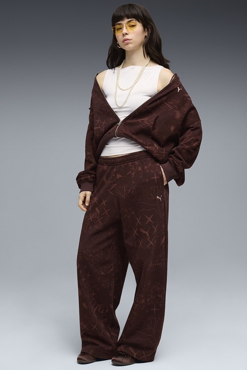 Puma, Pantaloni de trening relaxed fit Street Glam, Maro cognac, XS
