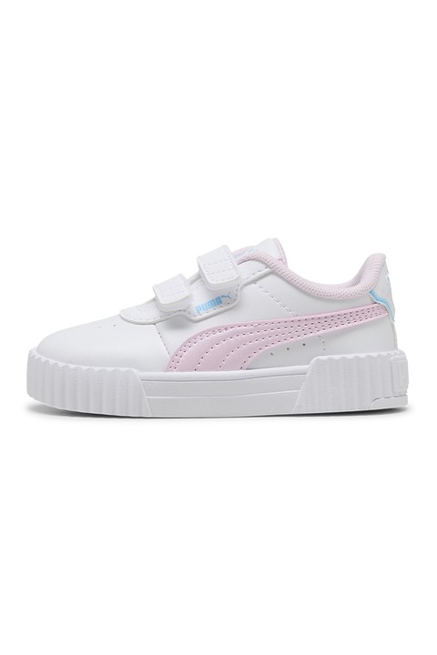 Puma, Pantofi sport Carina 3.0 Jelly Heaven din piele ecologica, Albastru pastel/Roz pastel/Alb optic
