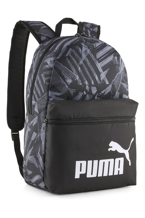 PUMA, PHASE AOP logómintás hátizsák, Koptatott fekete, Szénszürke