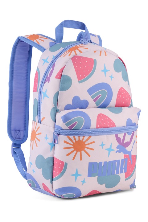 PUMA, Rucsac mic cu fermoar PHASE AOP, Albastru azur, Rosu stins, Roz