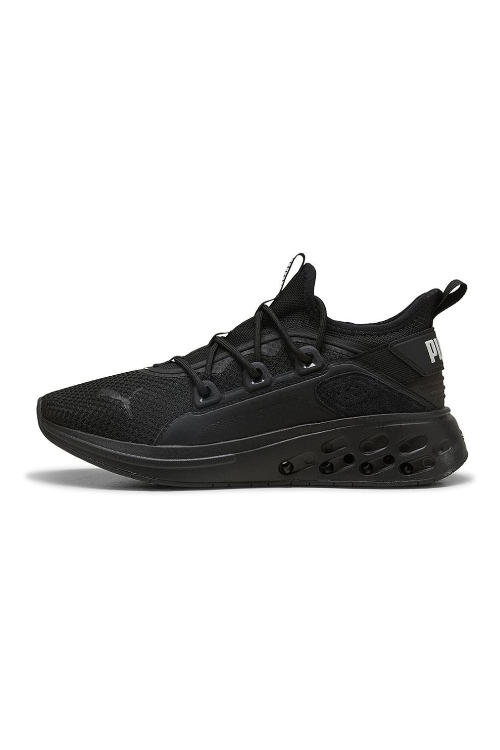 Puma, Pantofi Softride cu model soseta pentru alergare, Negru, 9.5