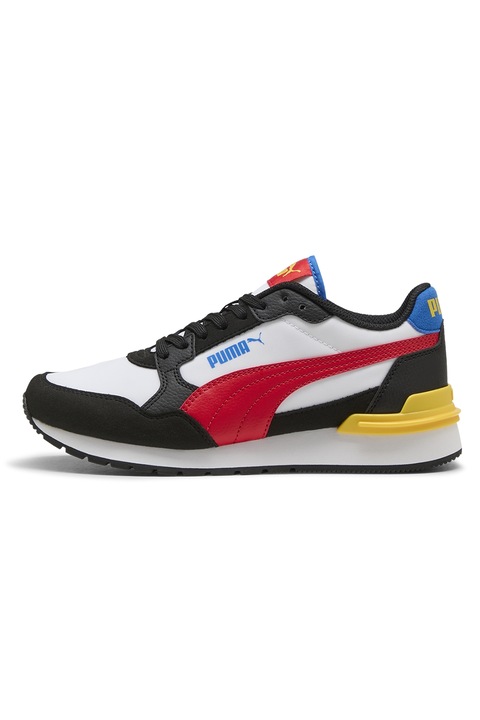 Puma, Pantofi sport ST Runner v4 NL din piele ecologica cu insertii din material textil, Rosu/Alb/Negru