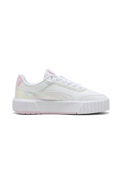Puma, Pantofi sport Carina Mia Holo 2.0 de piele ecologica, Galben pal/Alb optic/Roz pal