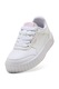 Puma, Pantofi sport Carina Mia Holo 2.0 de piele ecologica, Roz pastel/Galben pal/Alb optic