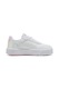 Puma, Pantofi sport Carina Mia Holo 2.0 de piele ecologica, Roz pastel/Galben pal/Alb optic