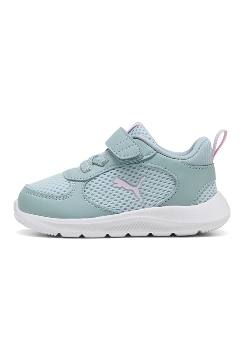 Puma, Pantofi sport Fun Racer 2 AC+ cu velcro, Roz pastel/Alb optic/Verde menta