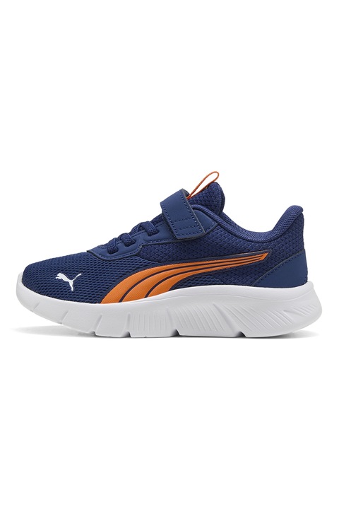 Puma, Pantofi sport FlexFocus Modern cu inchidere velcro, Albastru inchis/Portocaliu mandarina/Alb optic