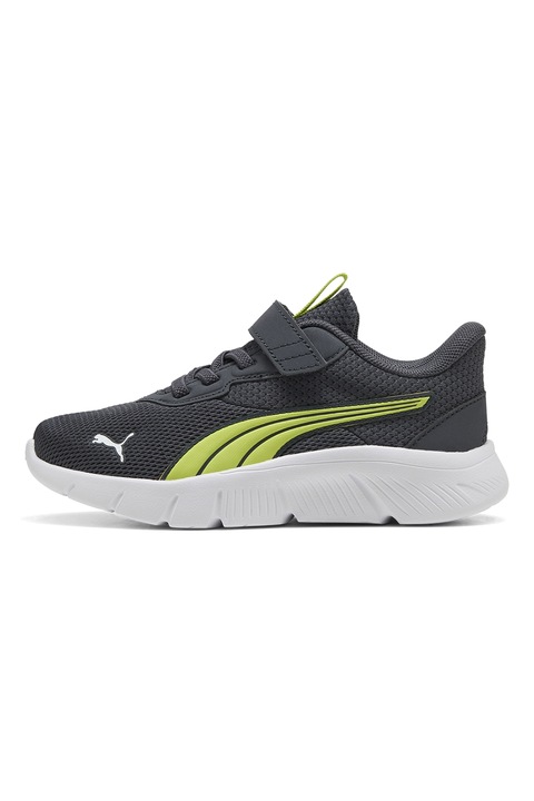 Puma, Pantofi sport FlexFocus Modern cu inchidere velcro, Alb optic/Gri antracit/Verde fistic