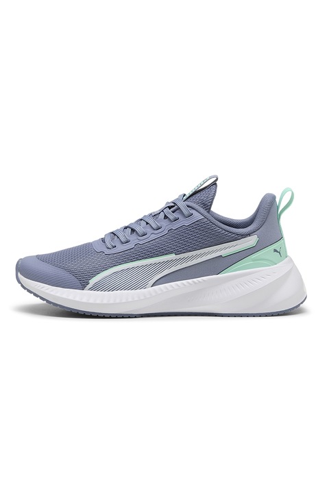 Puma, Pantofi sport Flyer Lite 3 de plasa cu logo, Gri deschis/Albastru prafuit/Alb optic