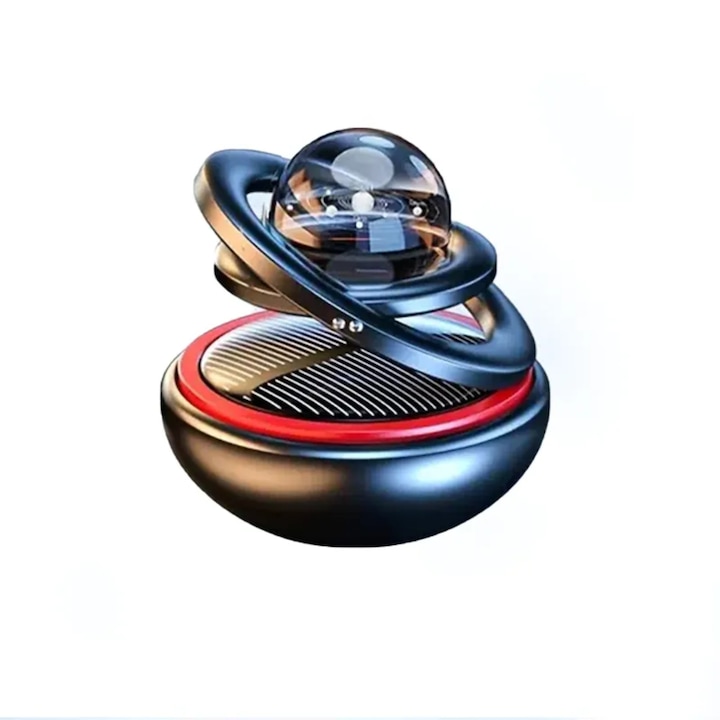 Kit difuzor de aroma pentru masina, incarcare solara, Autorotatie 360 de grade, cu patru arome incluse, Negru