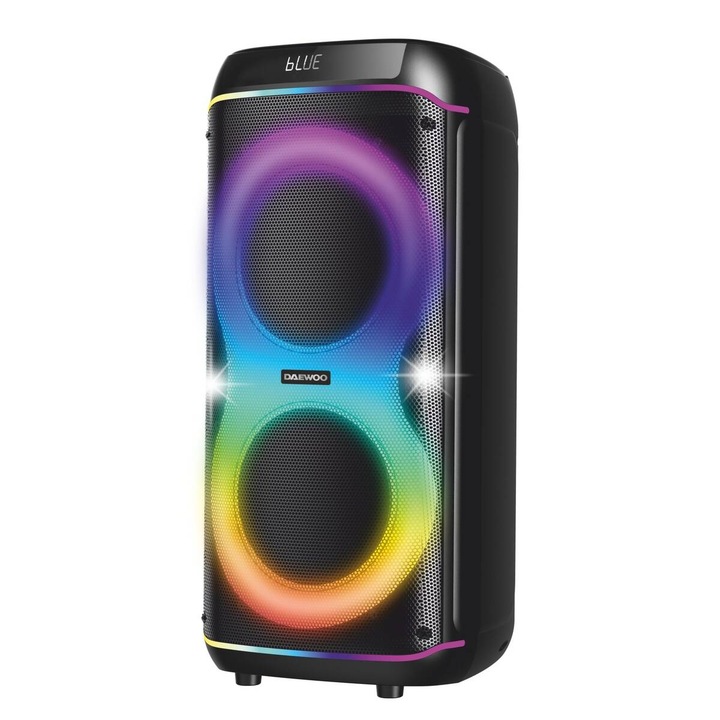 Boxa Portabila Daewoo SDA DPS80 RMS 80W Redare USB si Card Telecomanda Microfon Wireless Lumini LED Mod Karaoke Negru